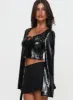 Zenobia Long Sleeve Sequin Top Black sold by Princess Polly