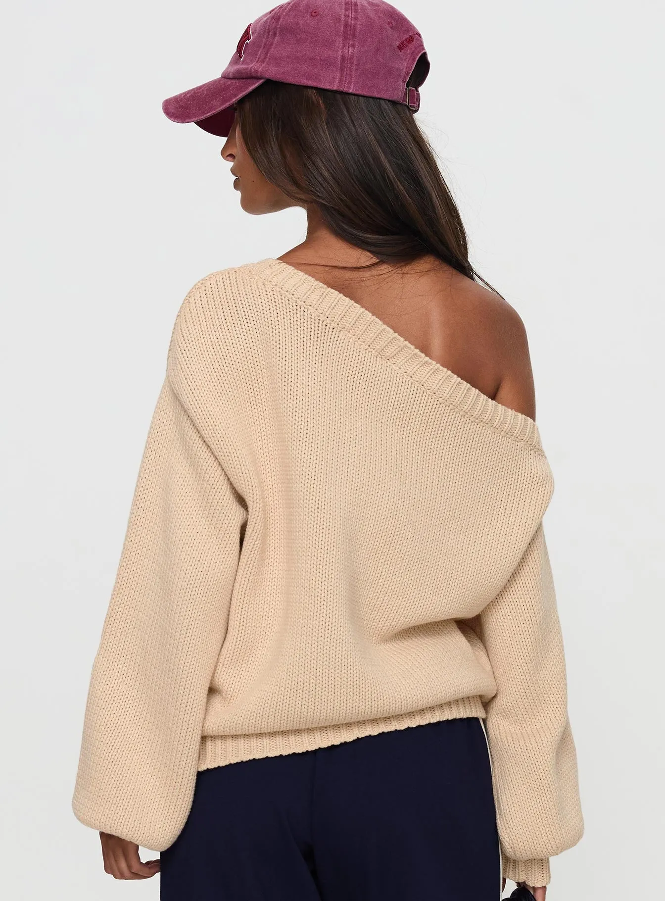 Jadynn Off Shoulder Knit Sweater Cream sold by Princess Polly product image thumbnail 5