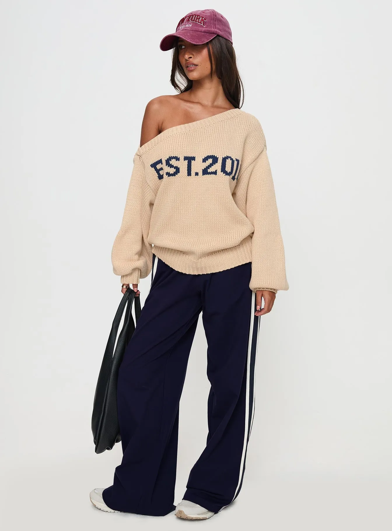 Jadynn Off Shoulder Knit Sweater Cream sold by Princess Polly product image thumbnail 3