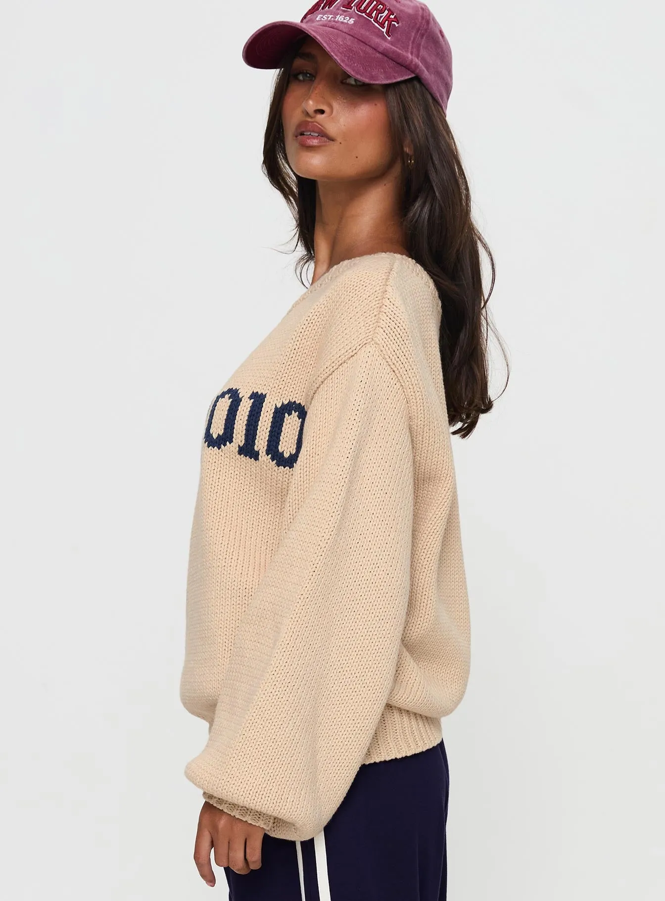 Jadynn Off Shoulder Knit Sweater Cream sold by Princess Polly product image thumbnail 4