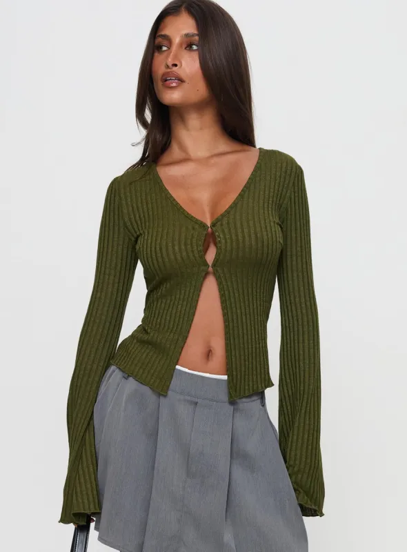 Allona Long Sleeve Top Green sold by Princess Polly