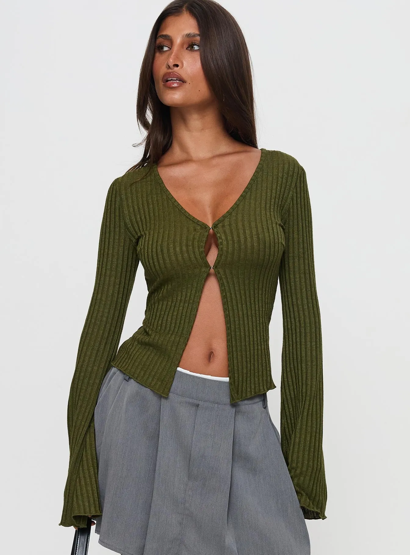 Allona Long Sleeve Top Green sold by Princess Polly