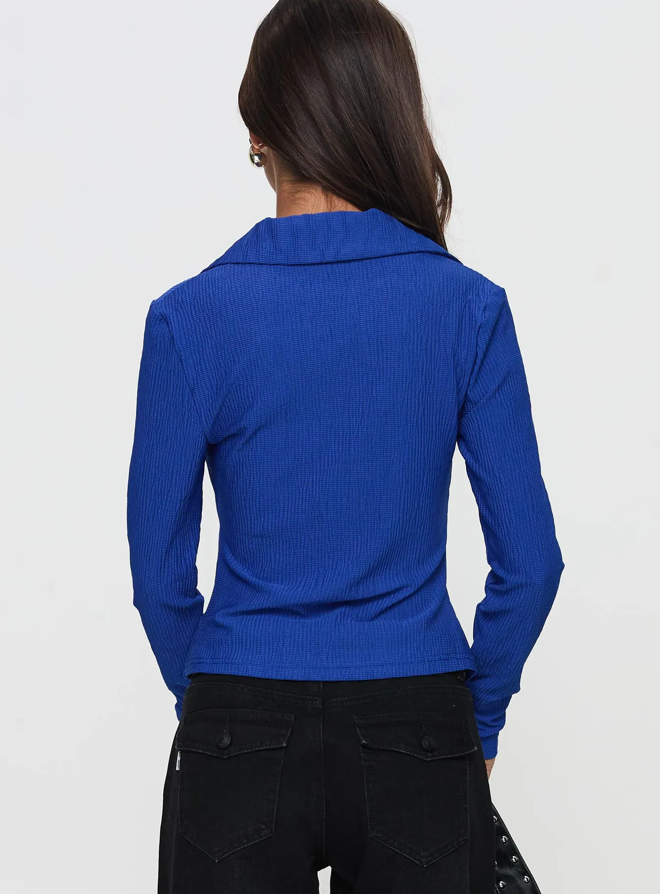 Echoes Long Sleeve Top Blue sold by Princess Polly product image thumbnail 4