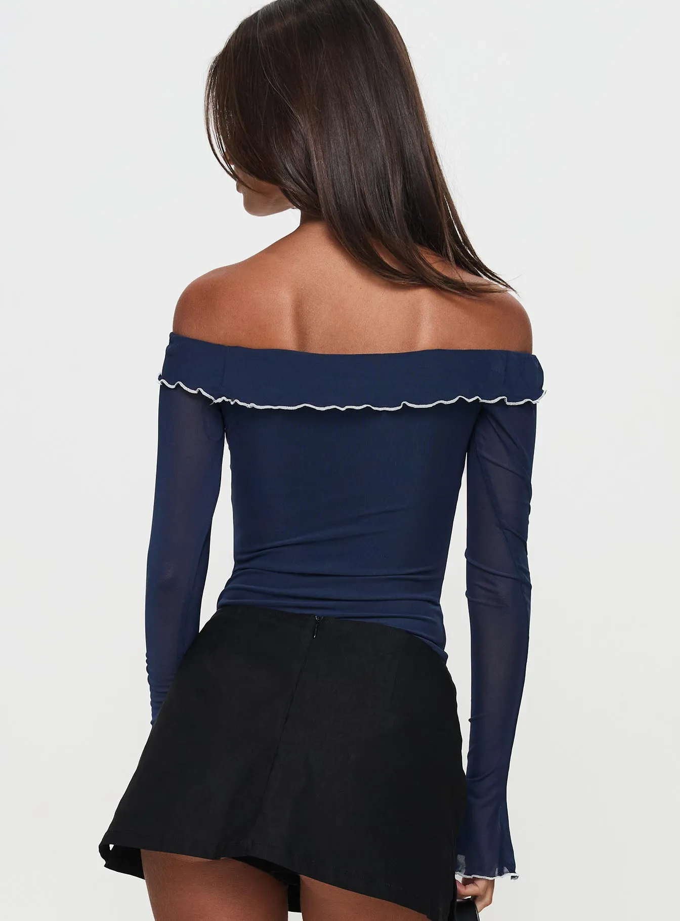 Arsema Off The Shoulder Bodysuit Navy sold by Princess Polly product image thumbnail 4