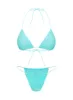 Selbie String Ruched Bikini Bottom White / Blue sold by Princess Polly