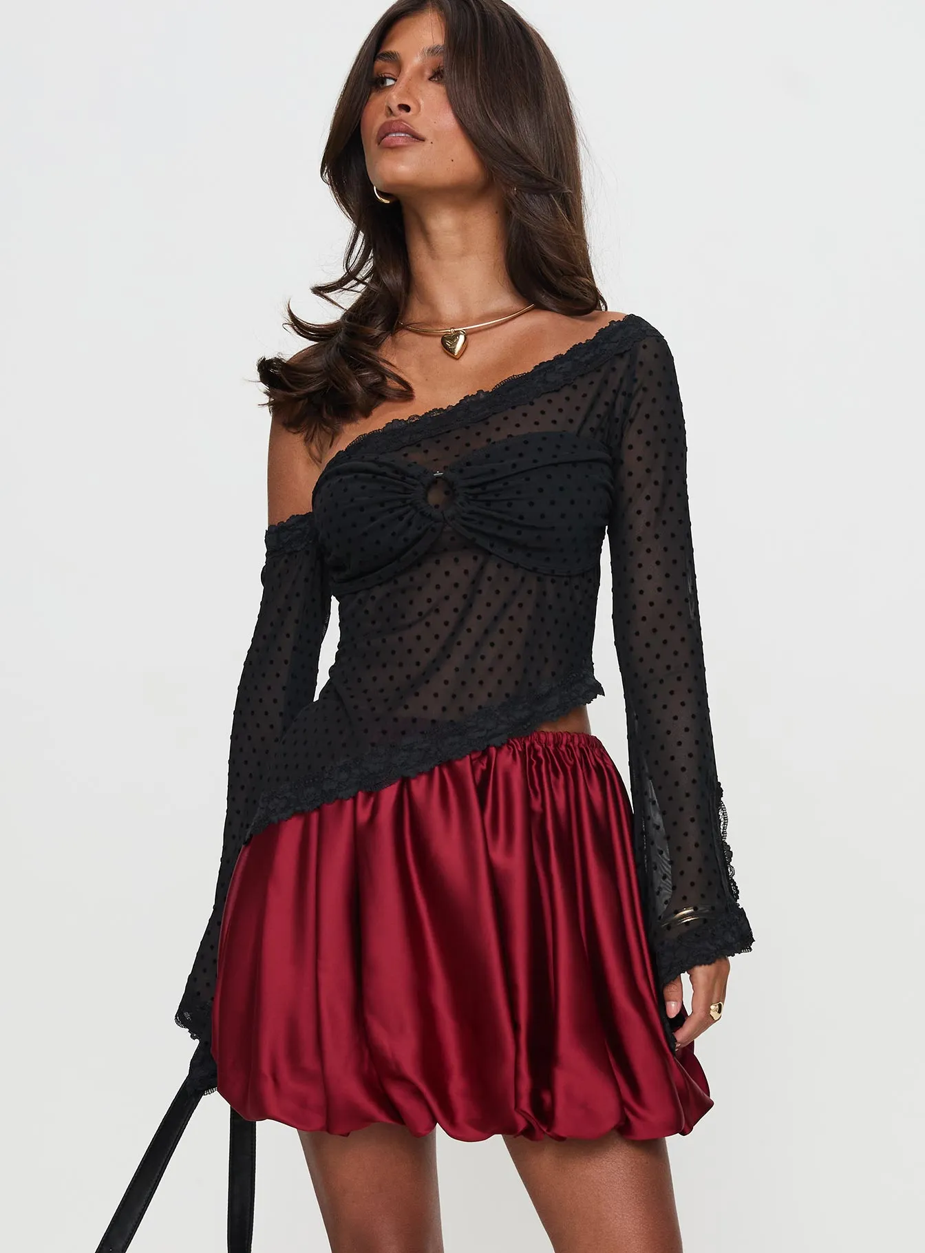 Rubee Bubble Hem Mini Skirt Red sold by Princess Polly product image thumbnail 2