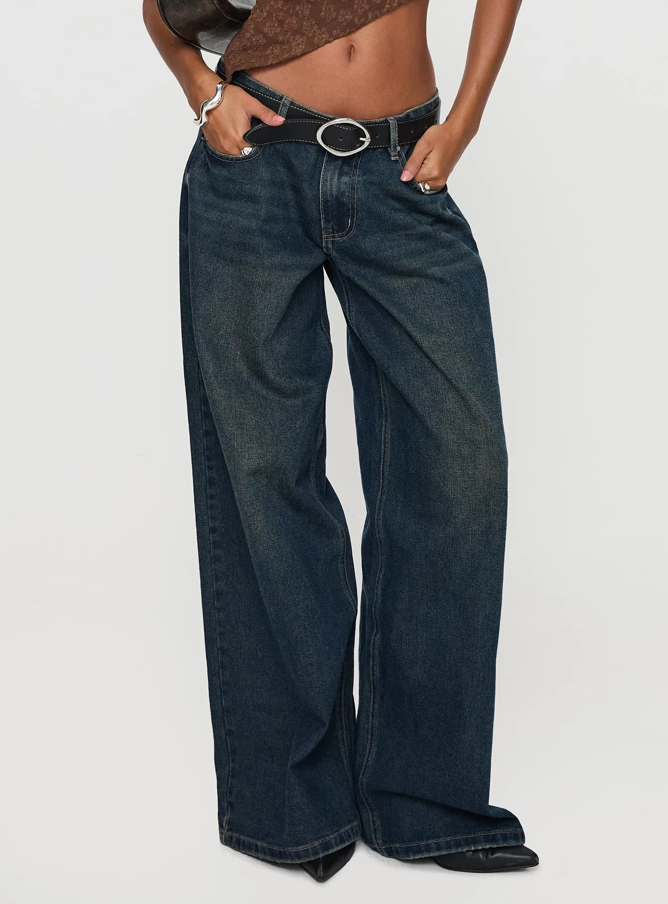 Hocus Pocus Low Rise Wide Leg Jean Dark Wash sold by Princess Polly product image thumbnail 2