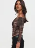 Good Taste Off Shoulder Long Sleeve Top Multi sold by Princess Polly