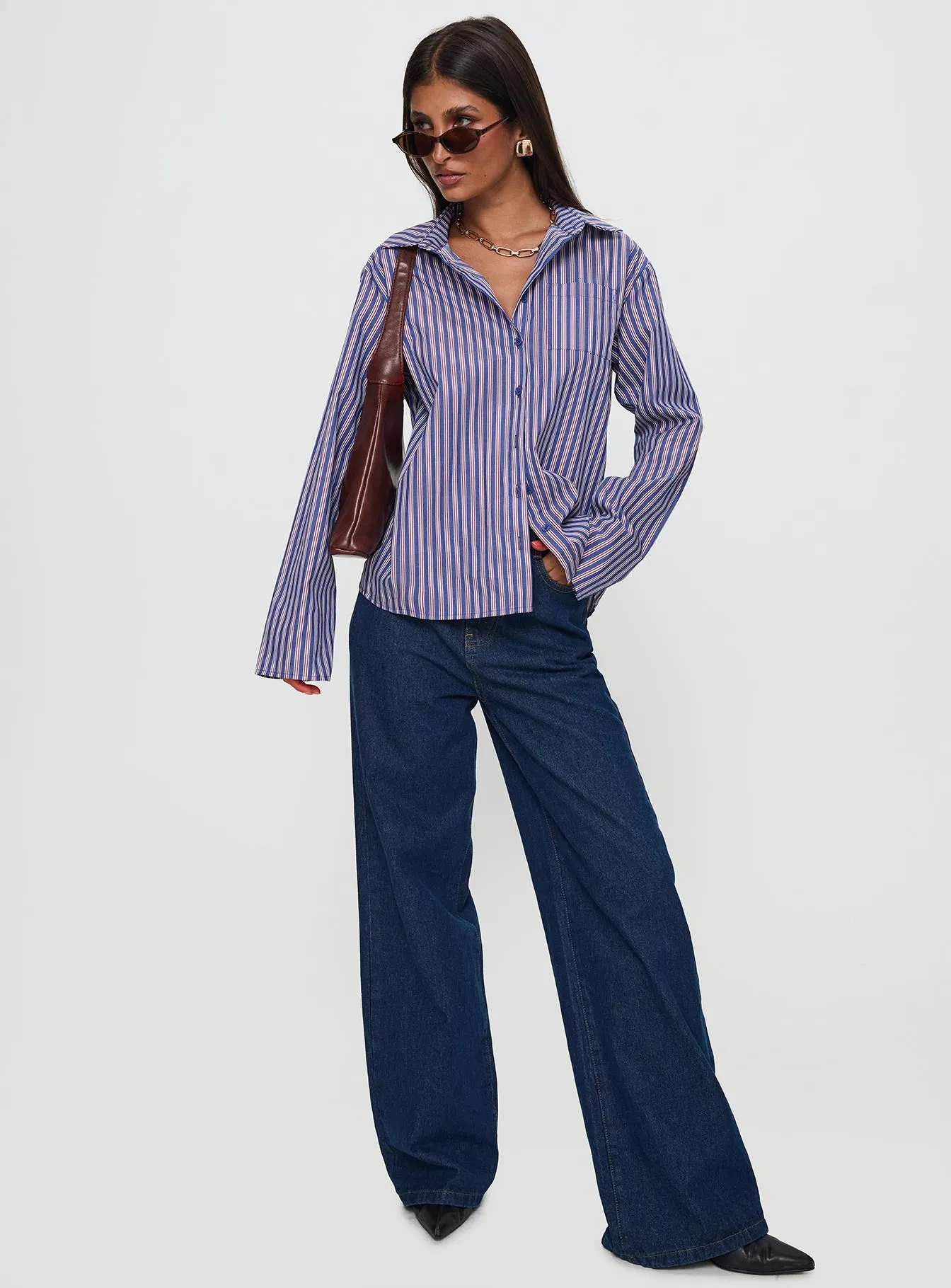 Trillian Long Sleeve Top Navy Stripe sold by Princess Polly product image thumbnail 2