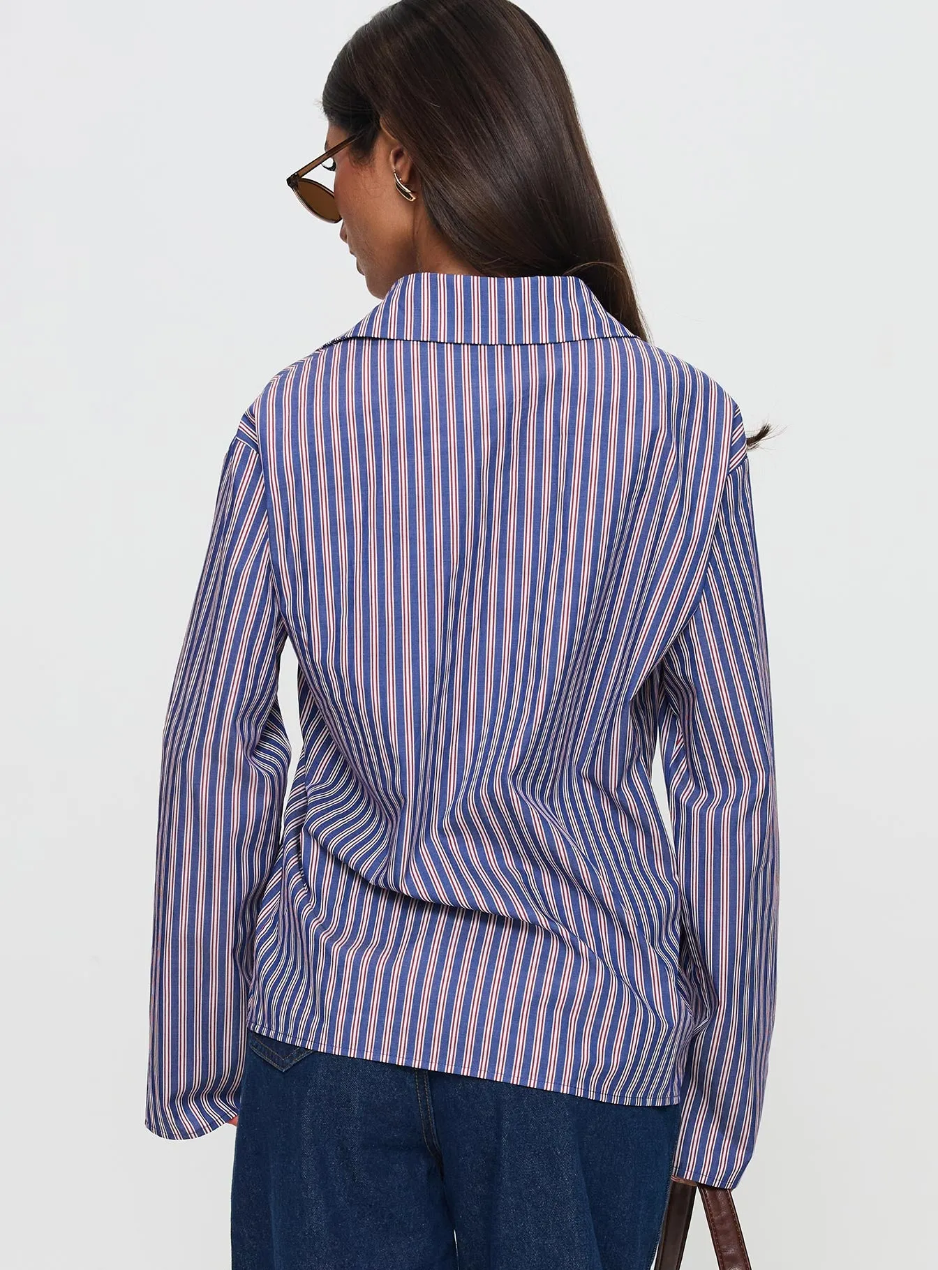 Trillian Long Sleeve Top Navy Stripe sold by Princess Polly product image thumbnail 4