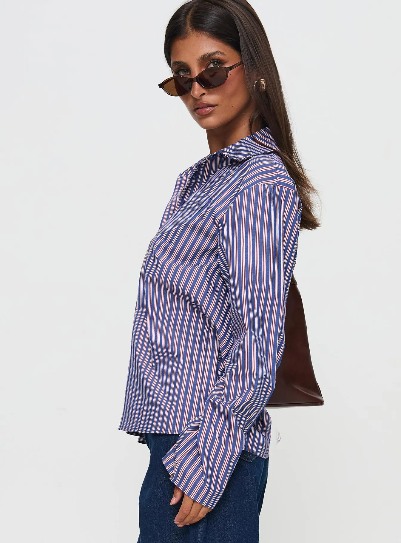 Trillian Long Sleeve Top Navy Stripe sold by Princess Polly product image thumbnail 3