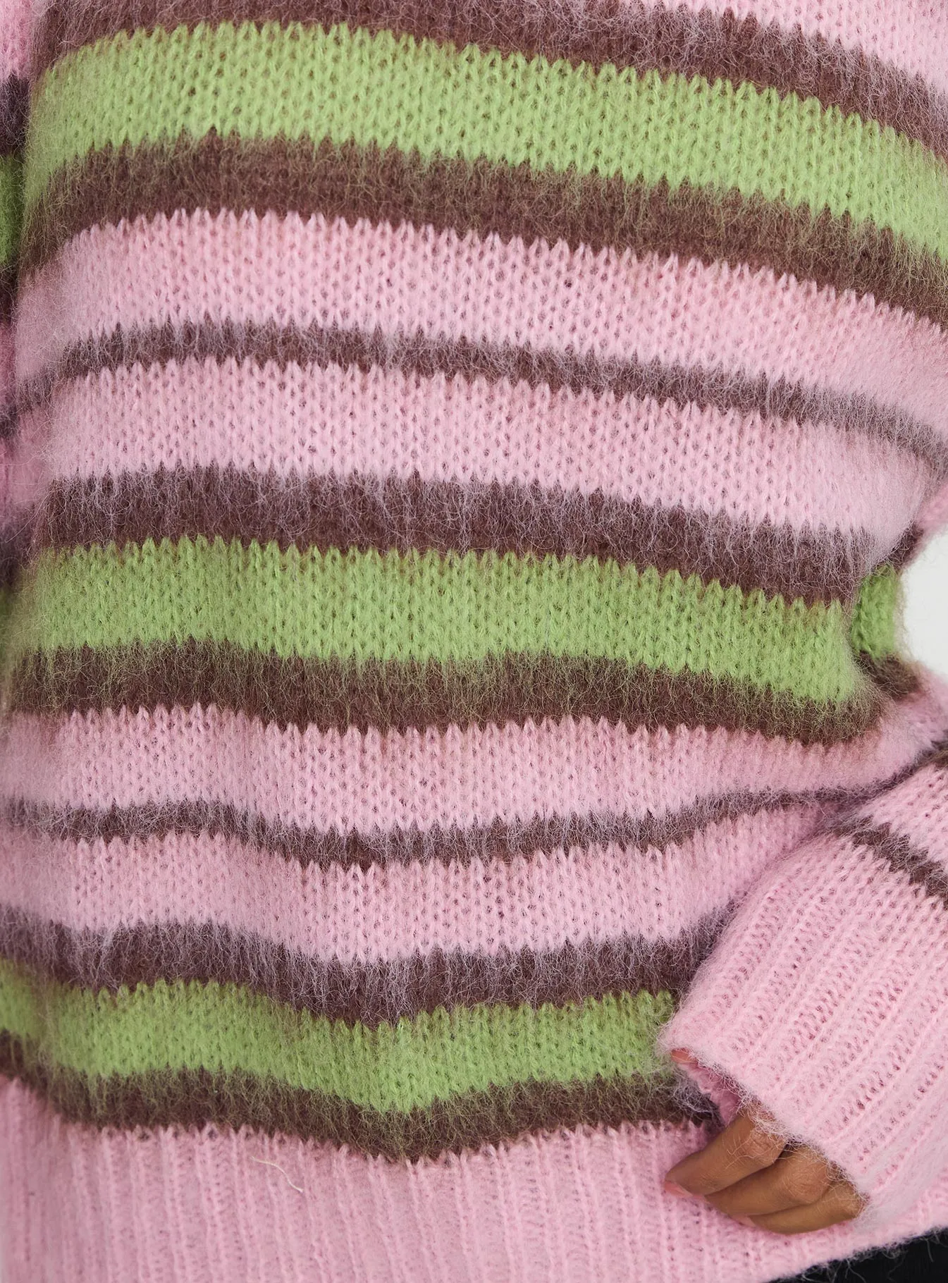 Maysie Crew Neck Knit Sweater Green / Pink sold by Princess Polly product image thumbnail 5