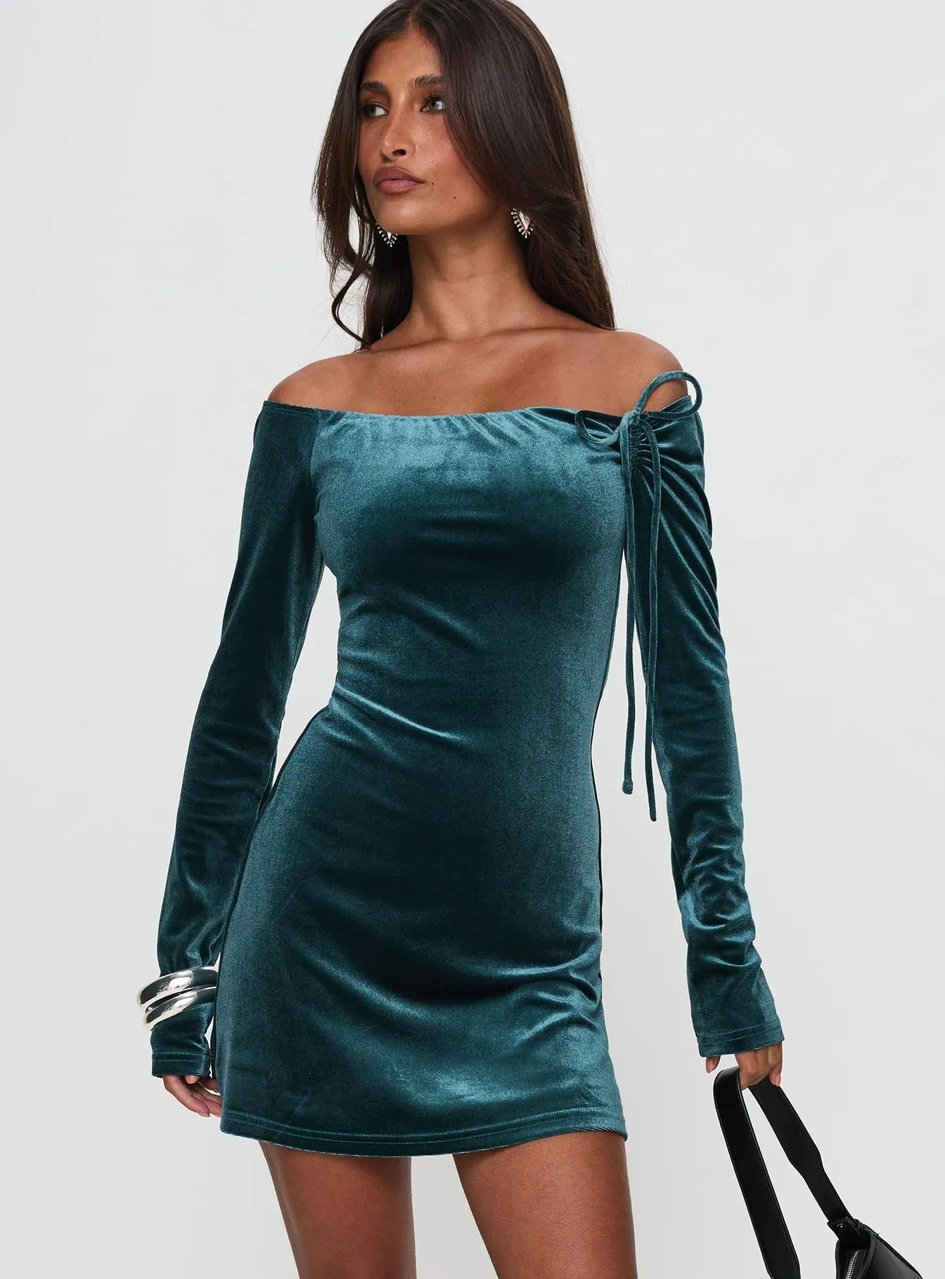 Intertwine Long Sleeve Mini Dress Forest Green sold by Princess Polly