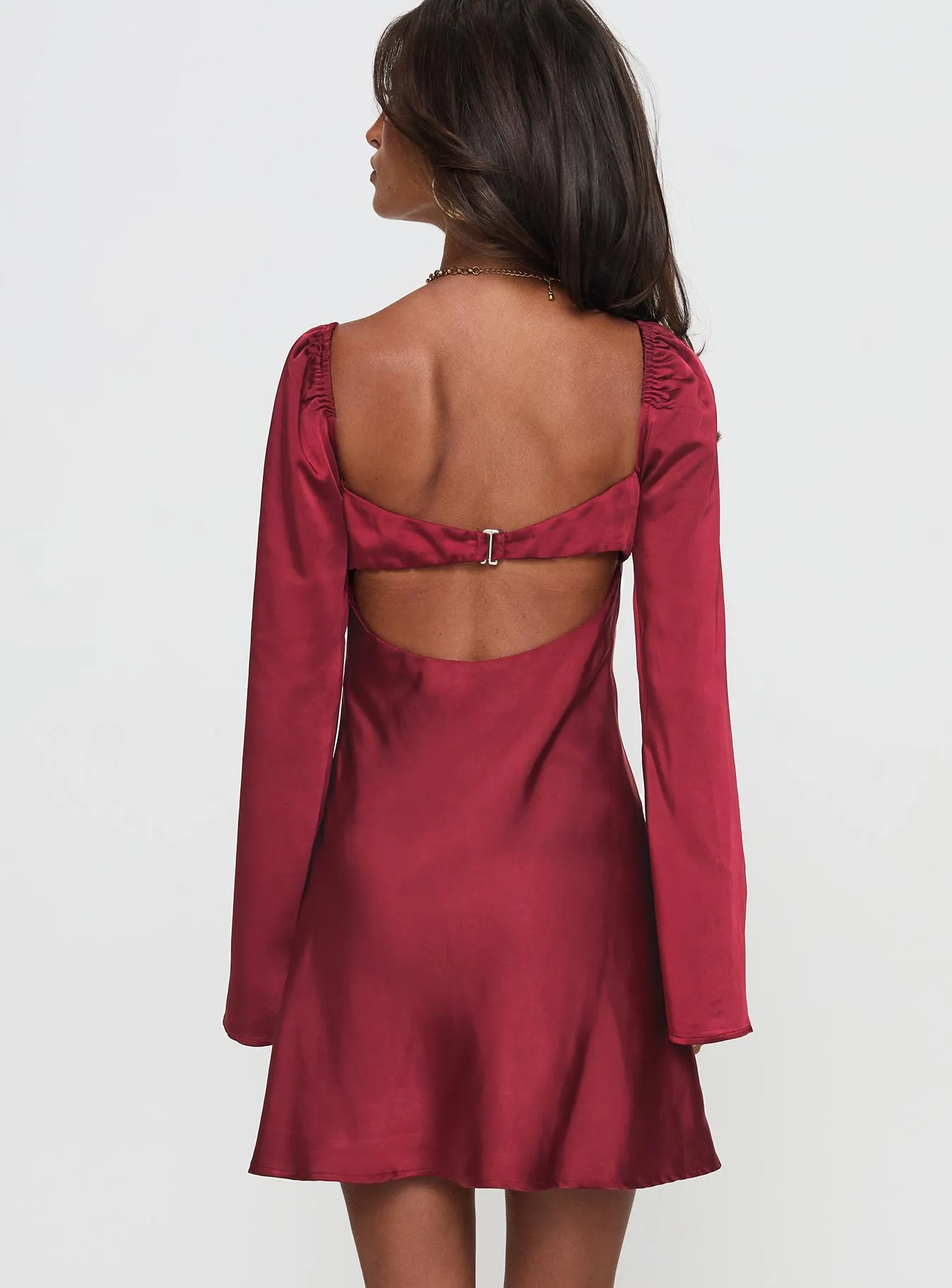 Moniz Long Sleeve Mini Dress Burgundy sold by Princess Polly product image thumbnail 4
