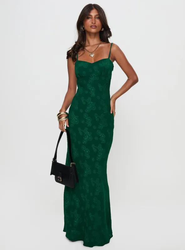 Ginette Maxi Dress Forest Green sold by Princess Polly