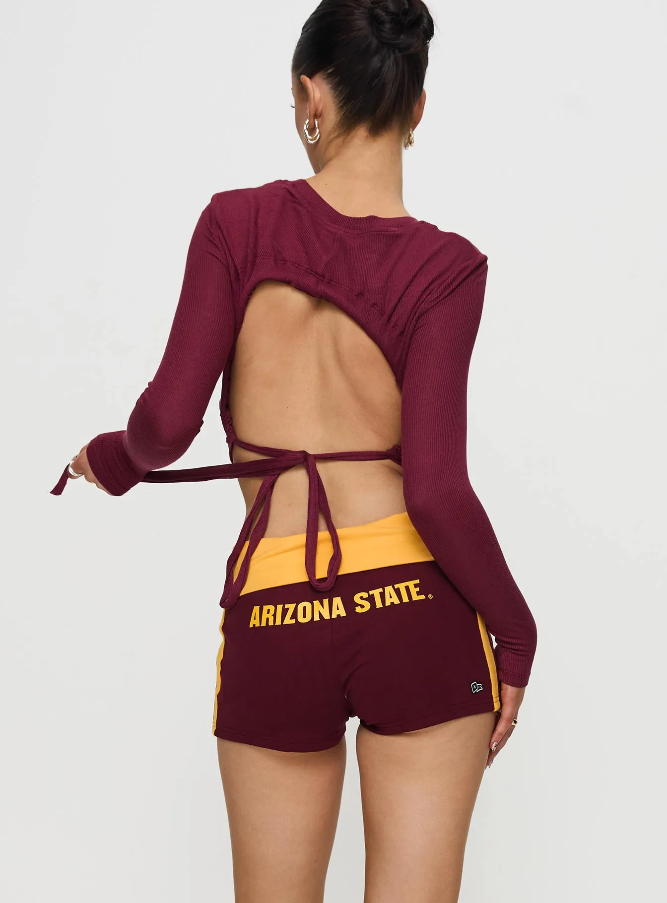 ASU Foldover Shorts Maroon sold by Princess Polly product image thumbnail 5