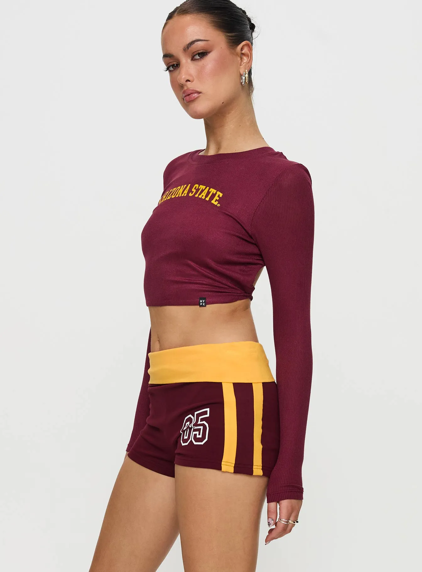 ASU Foldover Shorts Maroon sold by Princess Polly product image thumbnail 4