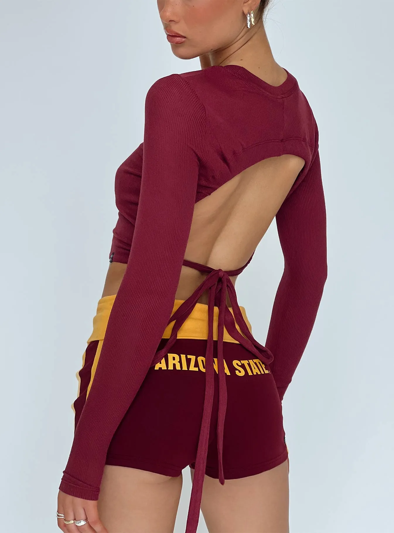 ASU Foldover Shorts Maroon sold by Princess Polly