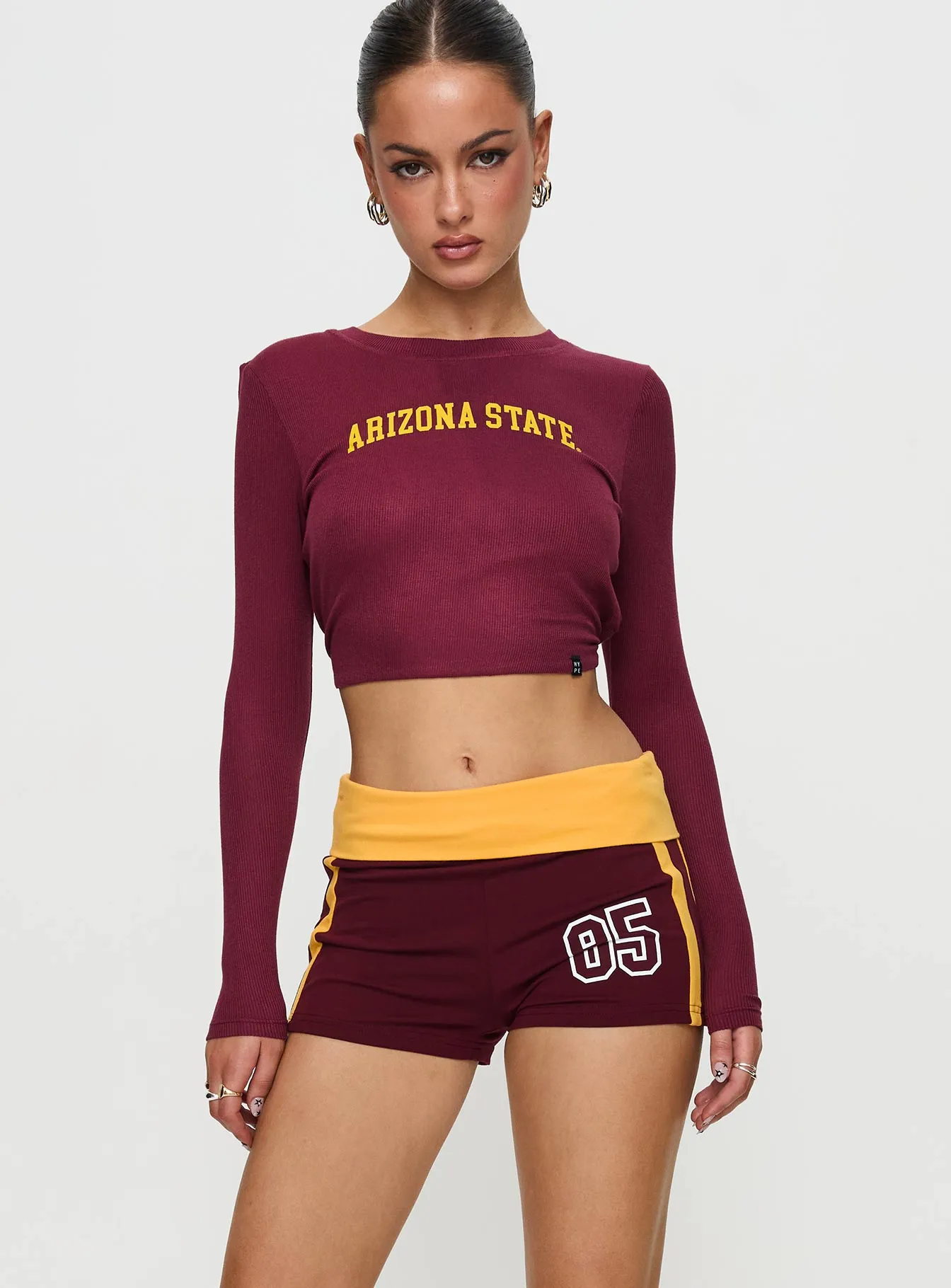 ASU Foldover Shorts Maroon sold by Princess Polly product image thumbnail 2