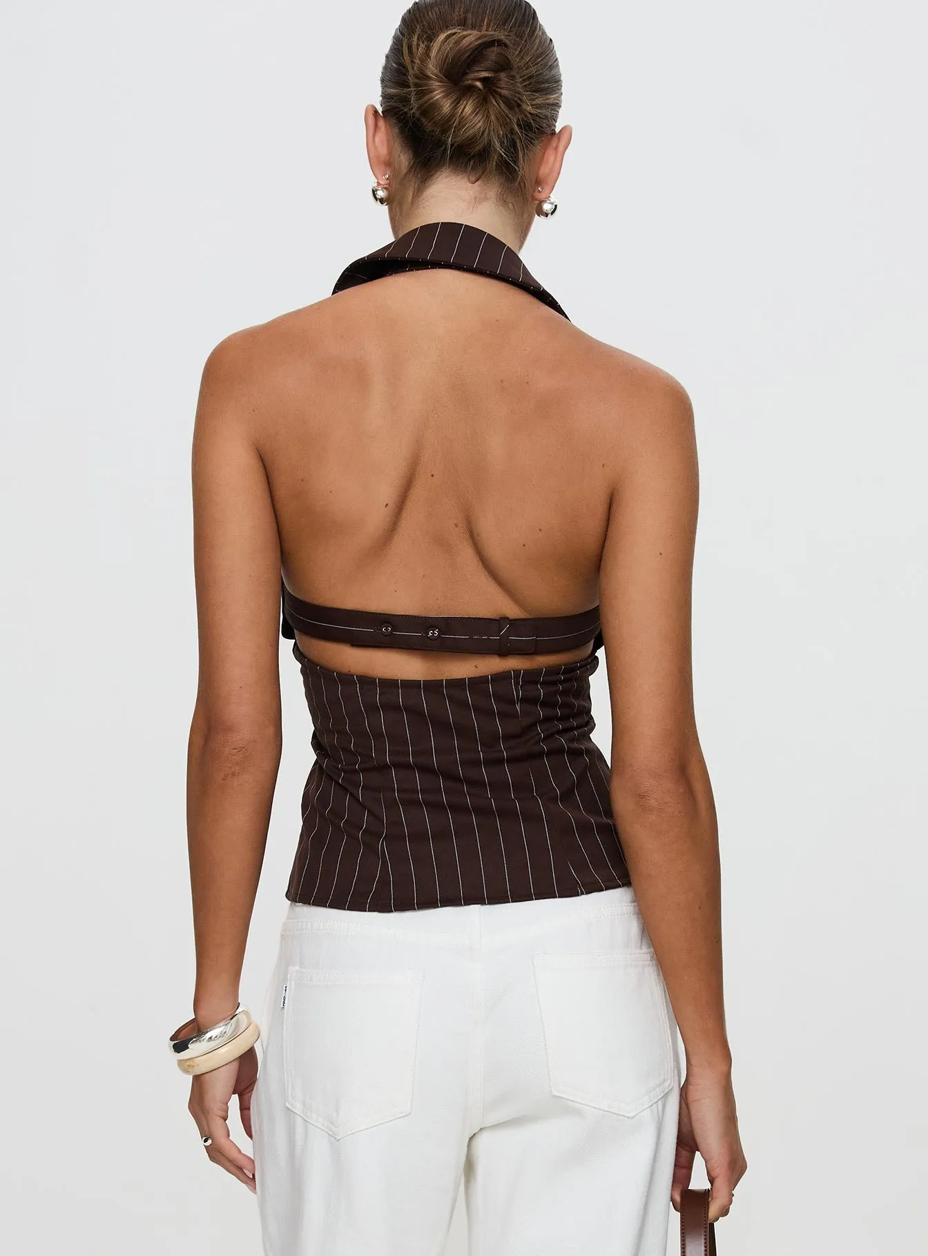 Victorie Halter Top Chocolate Stripe sold by Princess Polly product image thumbnail 5