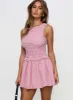 Yennifer Shirred Mini Dress Red / White sold by Princess Polly