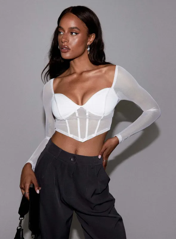 Maranta Long Sleeve Top White sold by Princess Polly