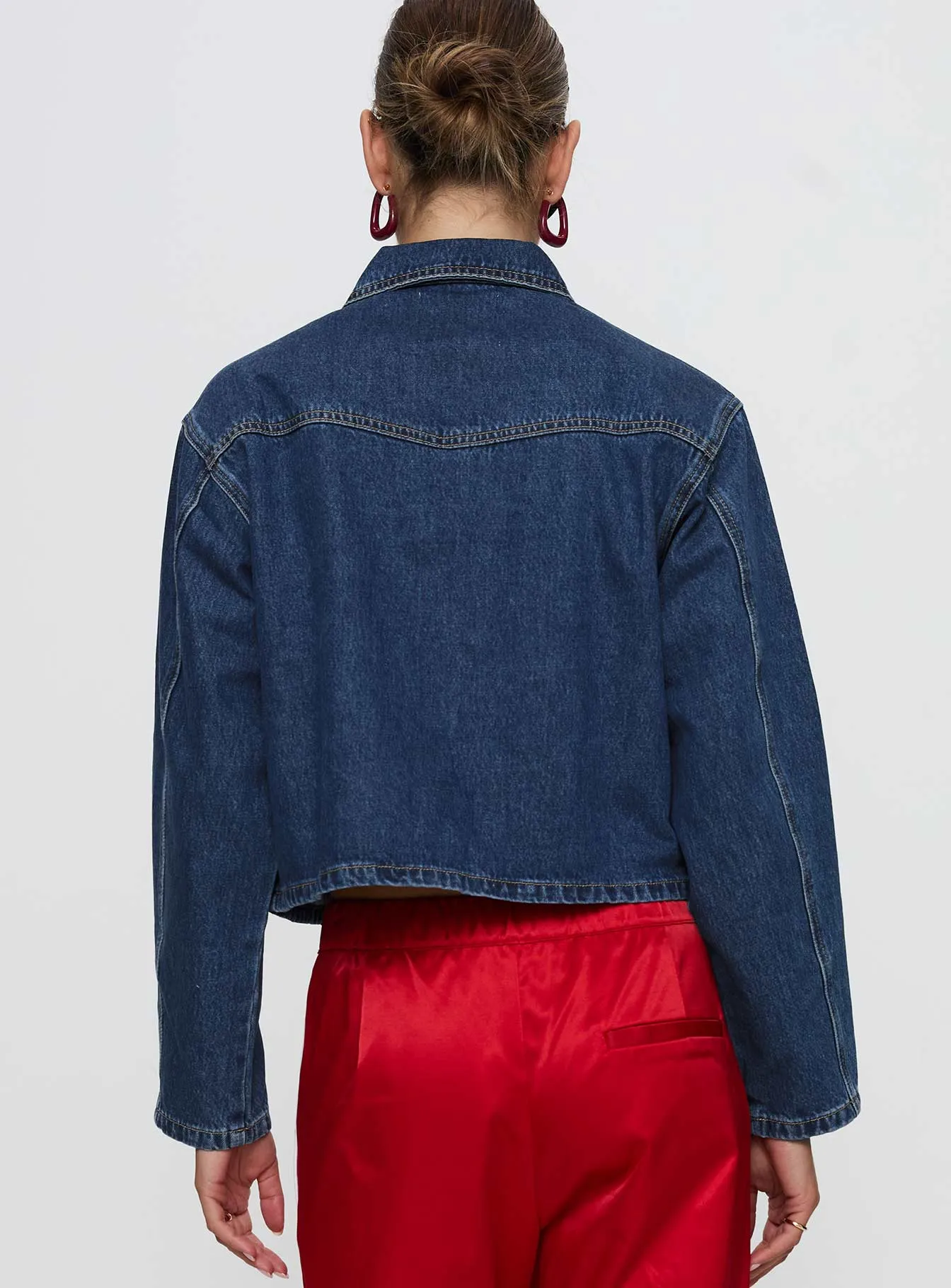 Good On You Bow Detail Jacket Blue Denim sold by Princess Polly product image thumbnail 5