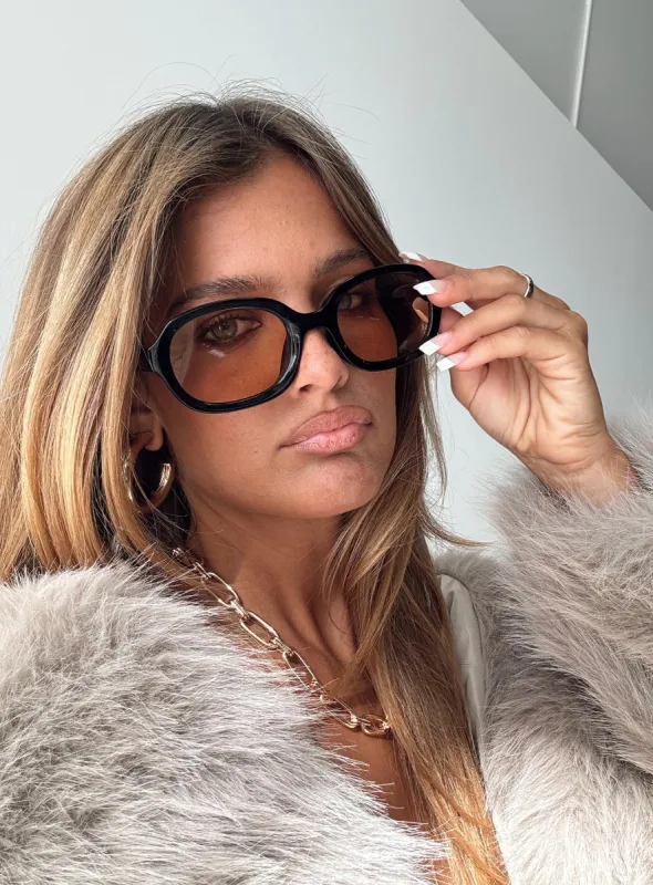 Hertford Sunglasses Black / Orange sold by Princess Polly