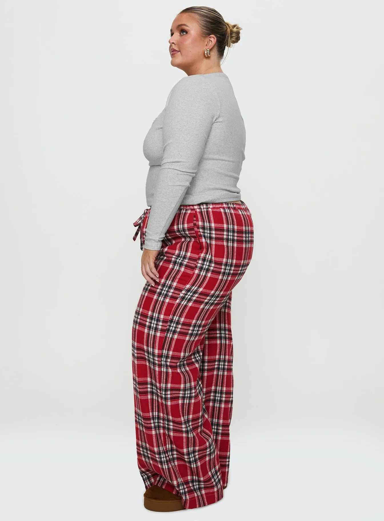 In The Morning Sleep Pant Red Check Curve sold by Princess Polly product image thumbnail 4