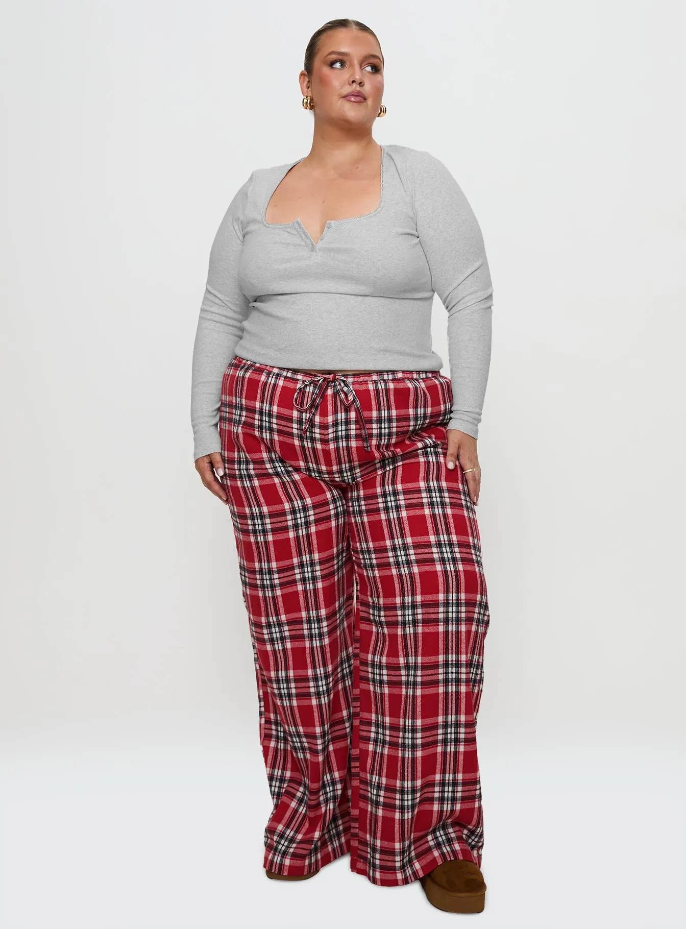 In The Morning Sleep Pant Red Check Curve sold by Princess Polly product image thumbnail 3