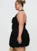 Gigli Bubble Hem Mini Dress Black Curve sold by Princess Polly