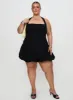 Gigli Bubble Hem Mini Dress Black Curve sold by Princess Polly
