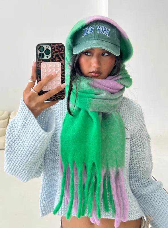 Up To Us Scarf Green / Pink sold by Princess Polly