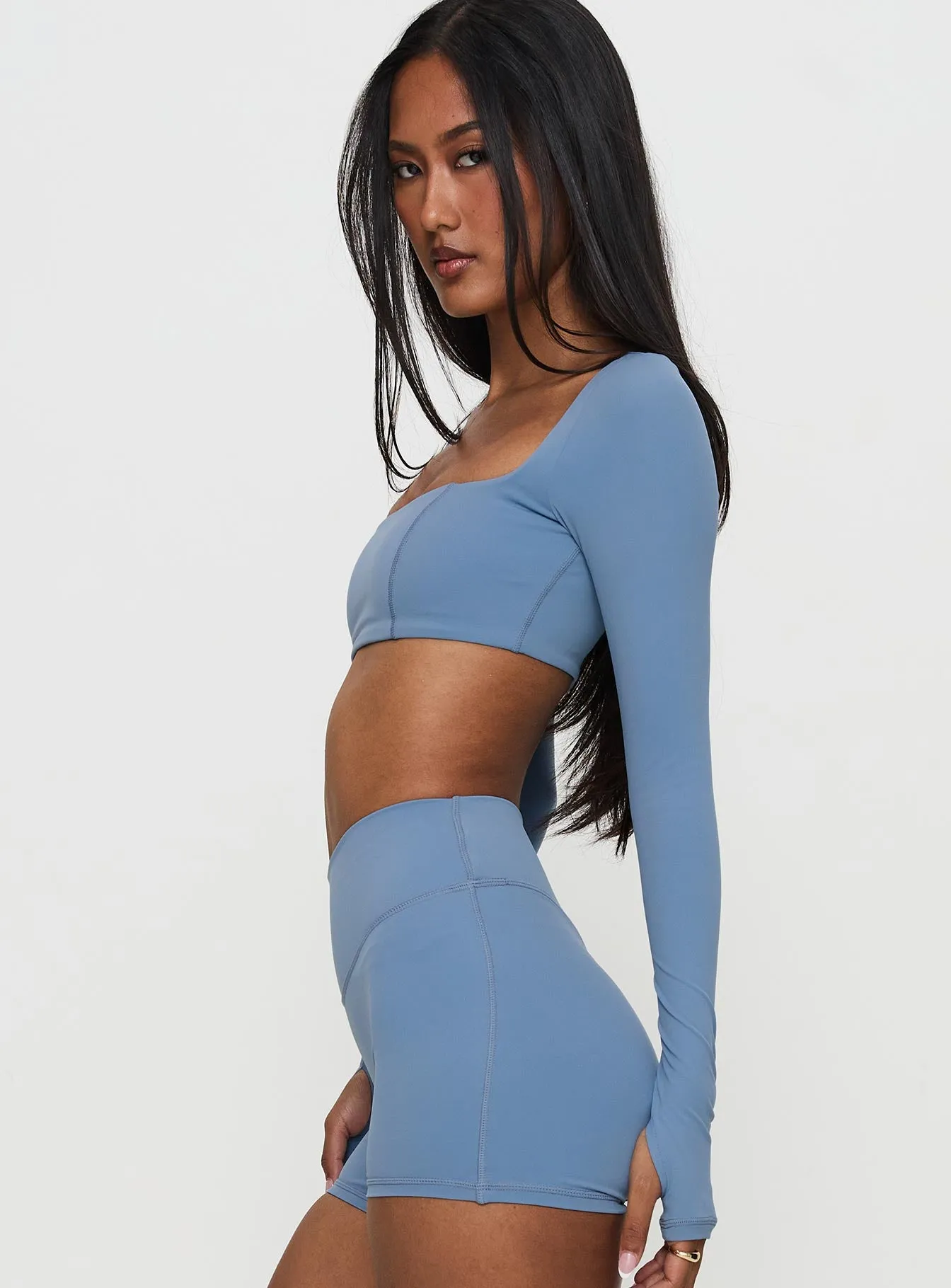 Set Point Active Square Neck Long Sleeve Top Blue sold by Princess Polly product image thumbnail 4