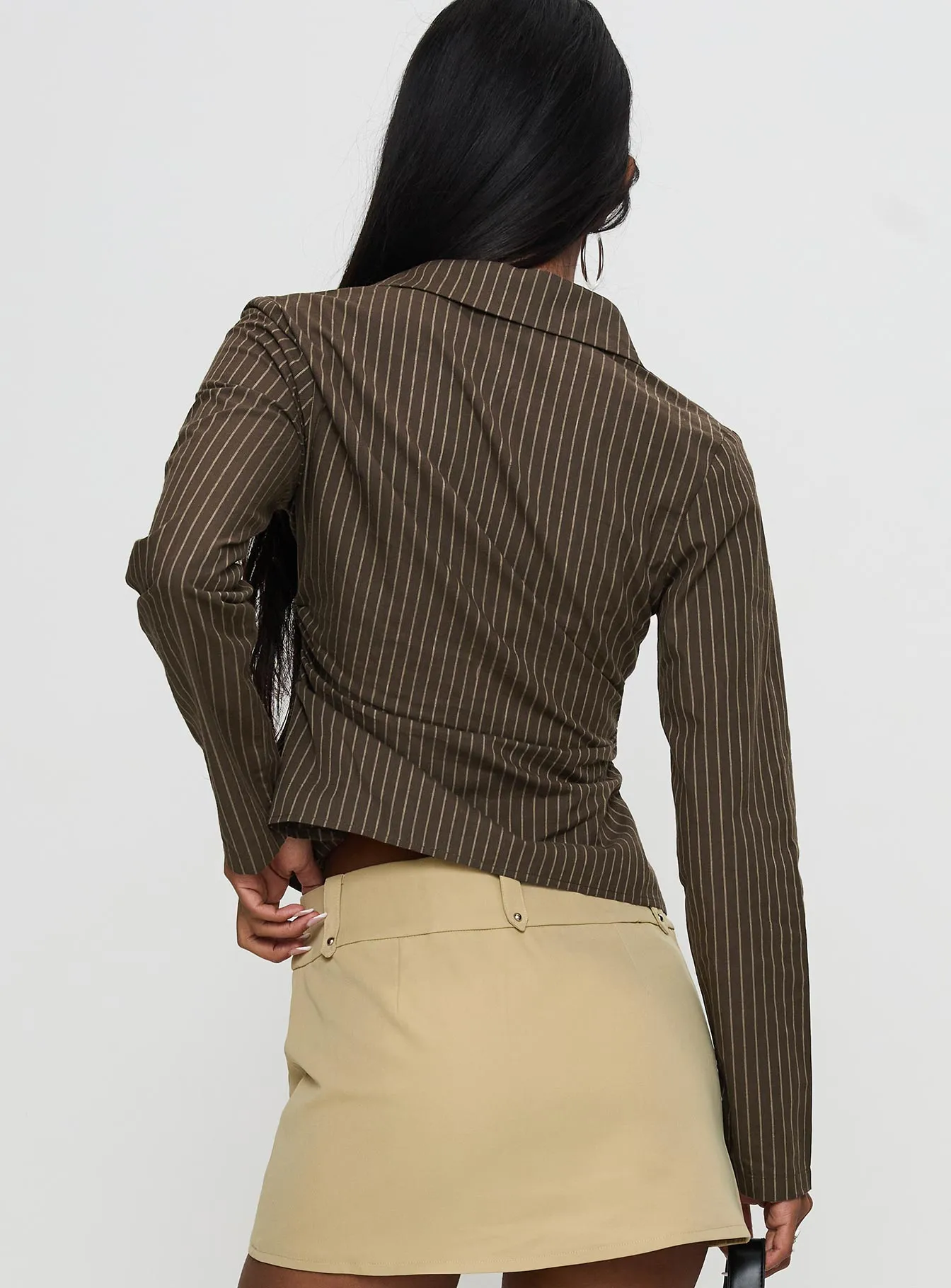 Held My Hand Long Sleeve Top Brown Stripe sold by Princess Polly product image thumbnail 5