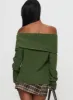 Parkley Boucle Off The Shoulder Sweater Olive sold by Princess Polly
