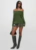 Parkley Boucle Off The Shoulder Sweater Olive sold by Princess Polly