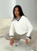 Federation V Neck Knit Sweater White sold by Princess Polly
