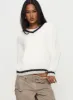 Federation V Neck Knit Sweater White sold by Princess Polly
