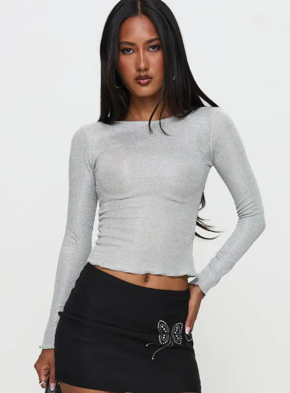 Context Long Sleeve Top Silver sold by Princess Polly