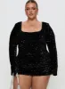 Vinelle Long Sleeve Mini Dress Black Curve sold by Princess Polly