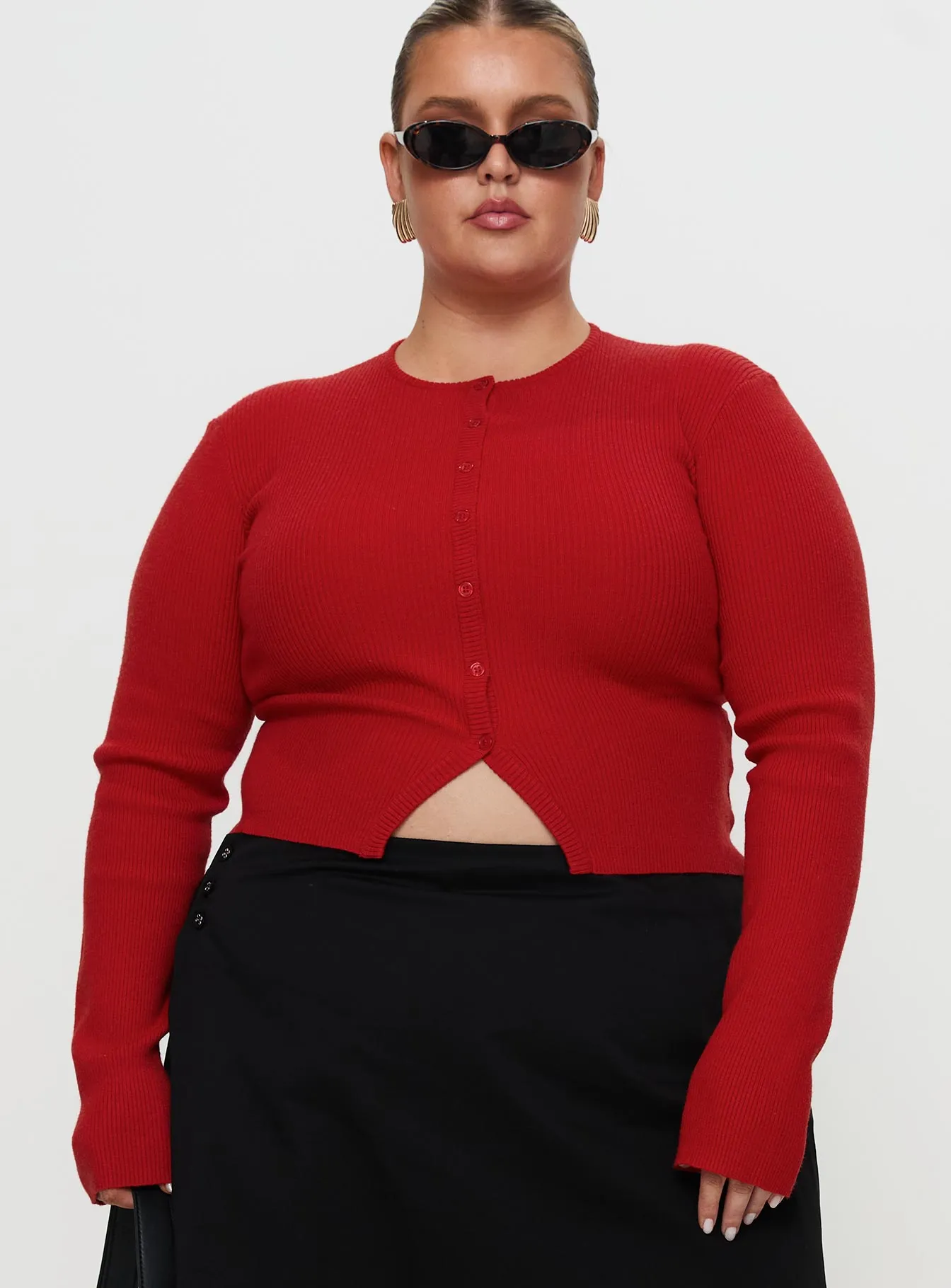 Suzu Long Sleeve Knit Top Red Curve sold by Princess Polly product image thumbnail 2
