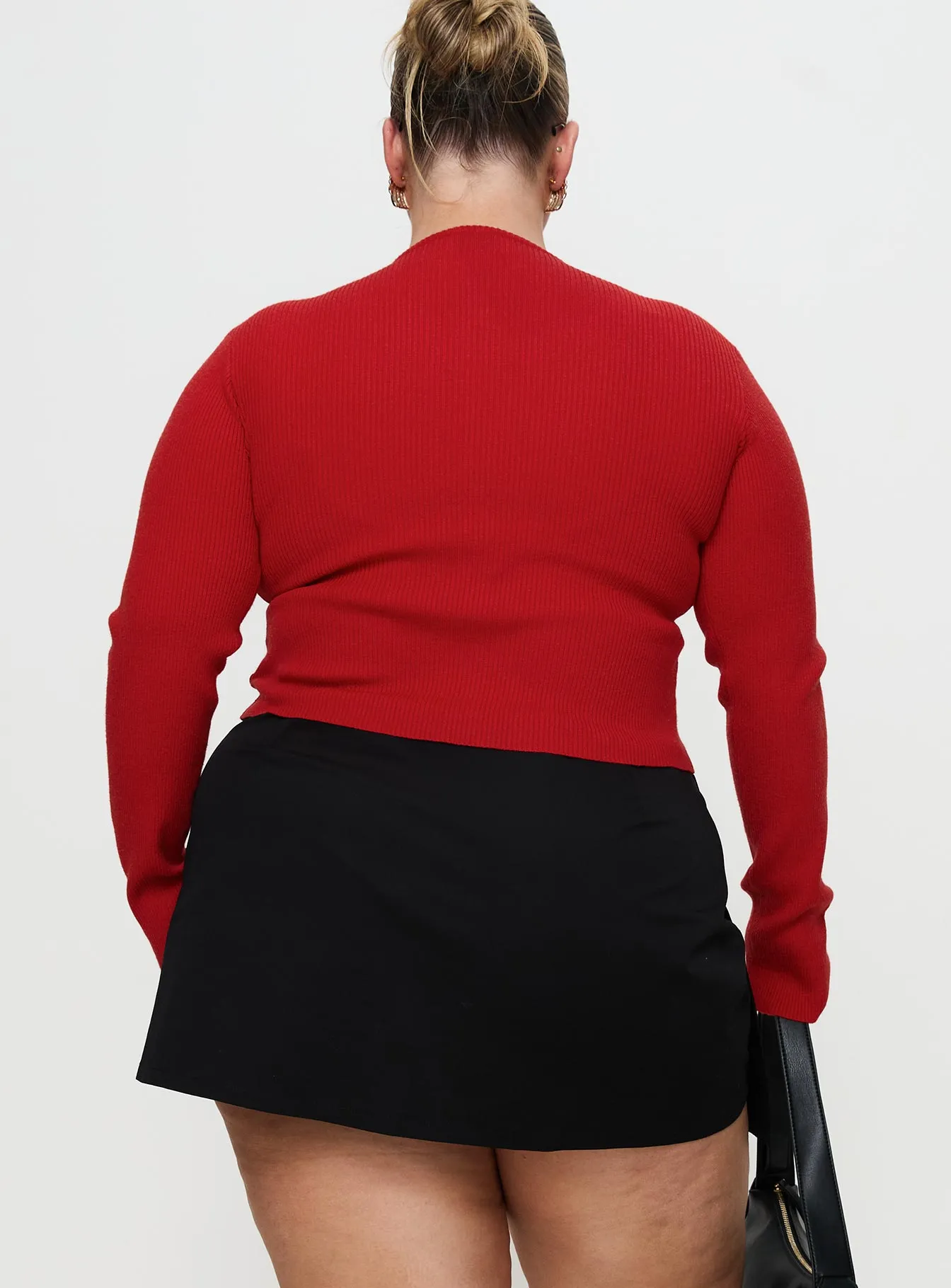 Suzu Long Sleeve Knit Top Red Curve sold by Princess Polly product image thumbnail 5