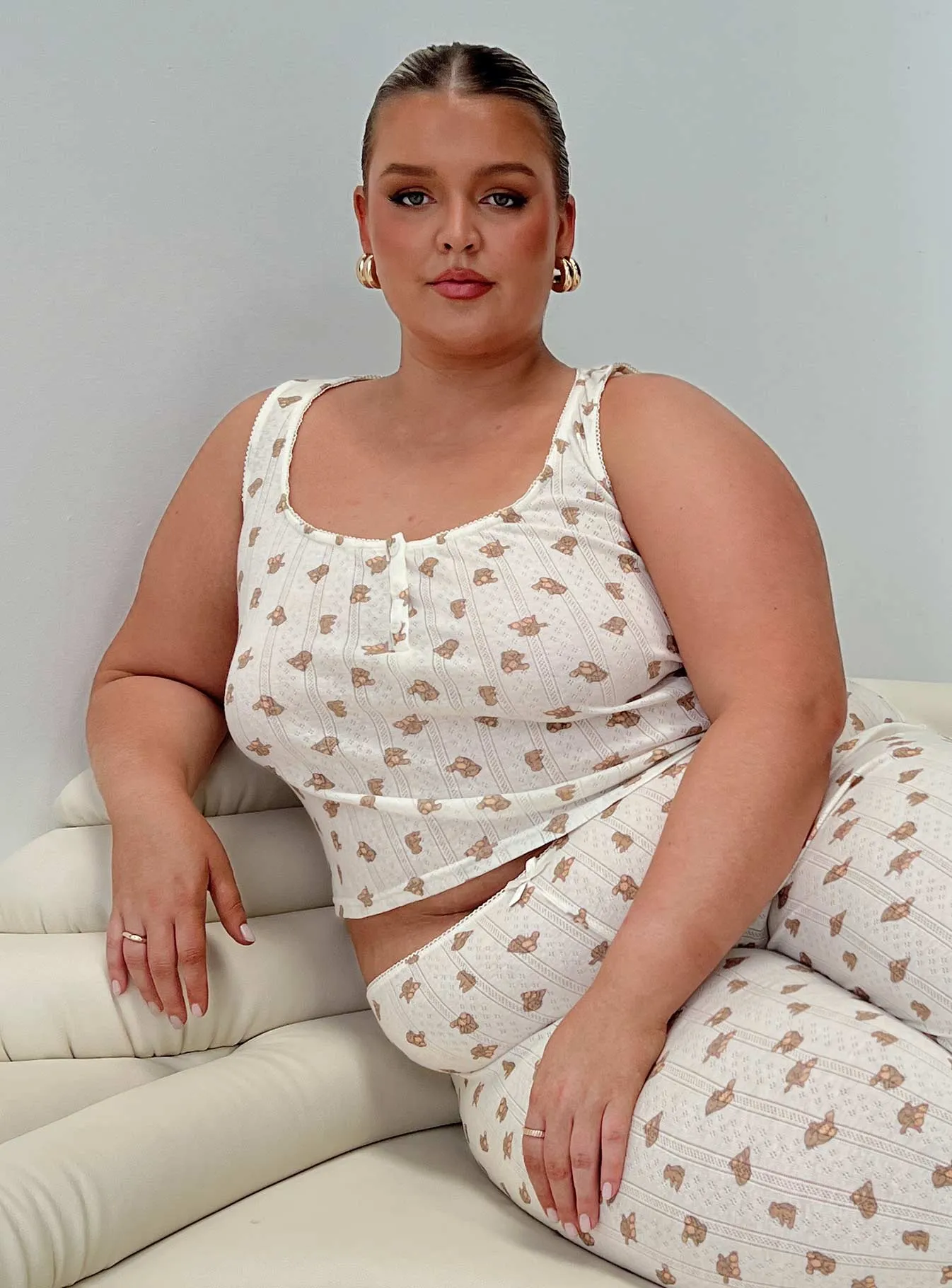 Sleepytea Pointelle Sleep Tank Top Multi Curve sold by Princess Polly