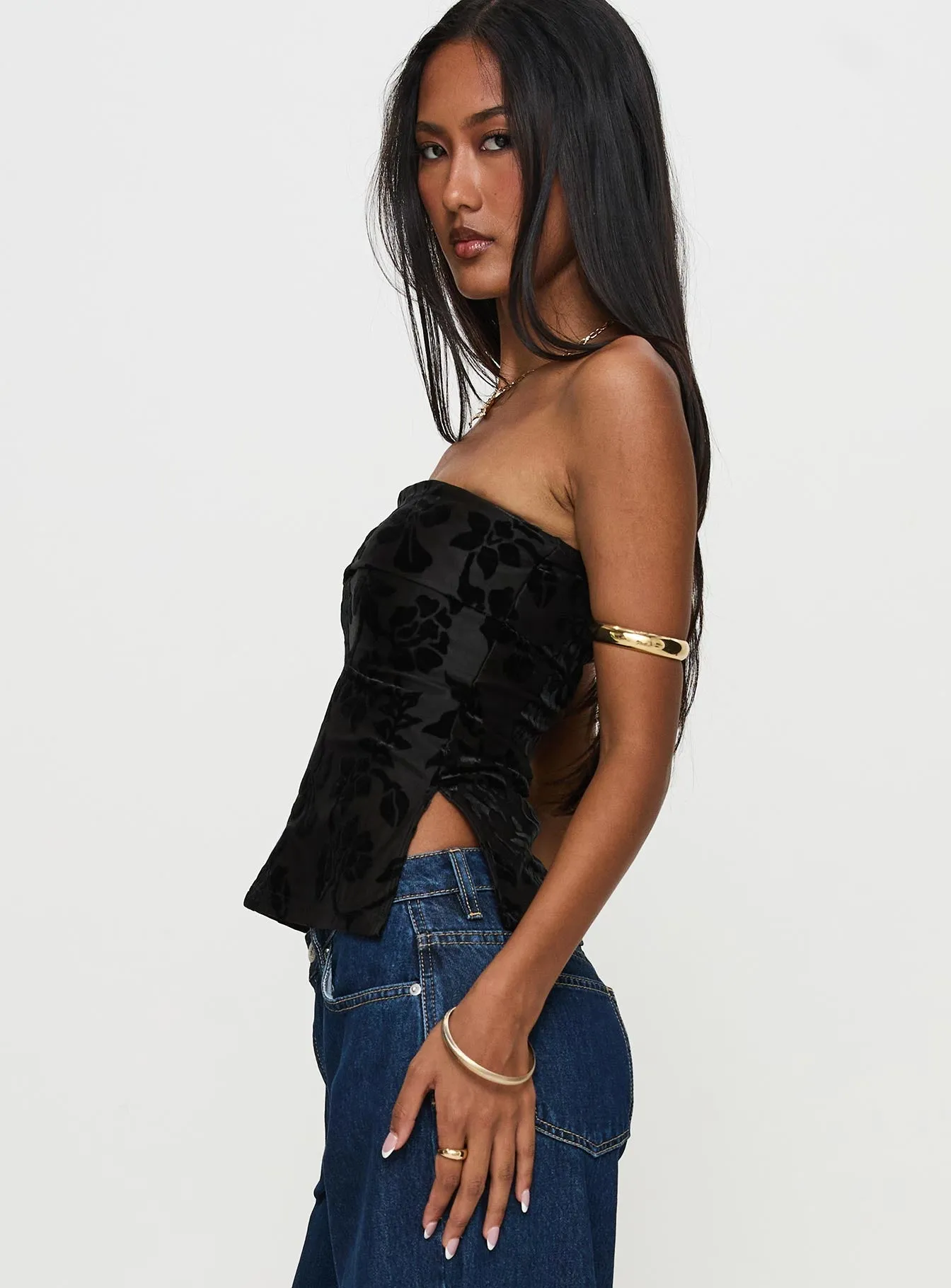 Attlee Strapless Top Black Floral sold by Princess Polly product image thumbnail 3