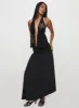 Gezabele Asymmetrical Maxi Skirt Black sold by Princess Polly