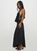 Gezabele Asymmetrical Maxi Skirt Black sold by Princess Polly