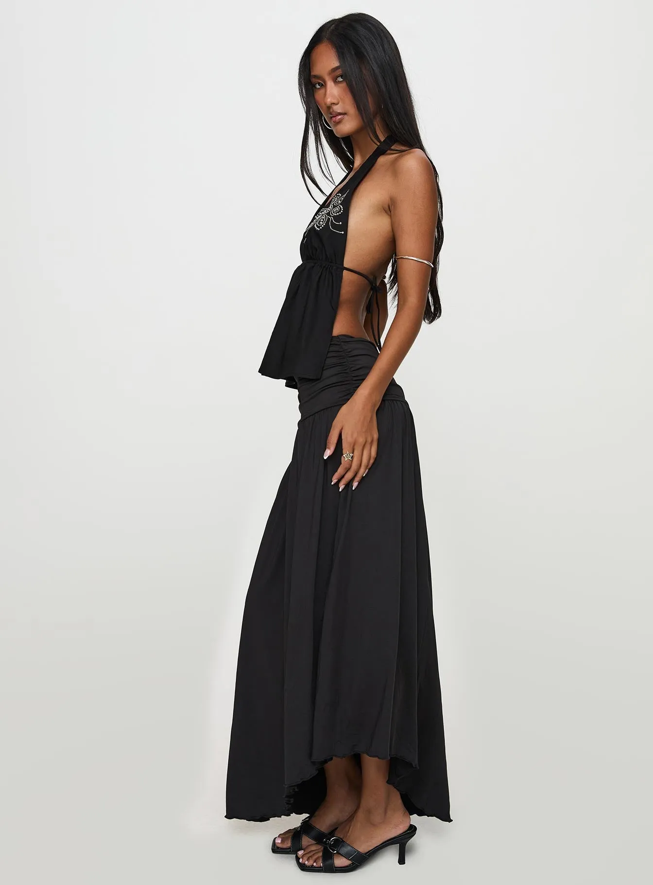 Gezabele Asymmetrical Maxi Skirt Black sold by Princess Polly product image thumbnail 3