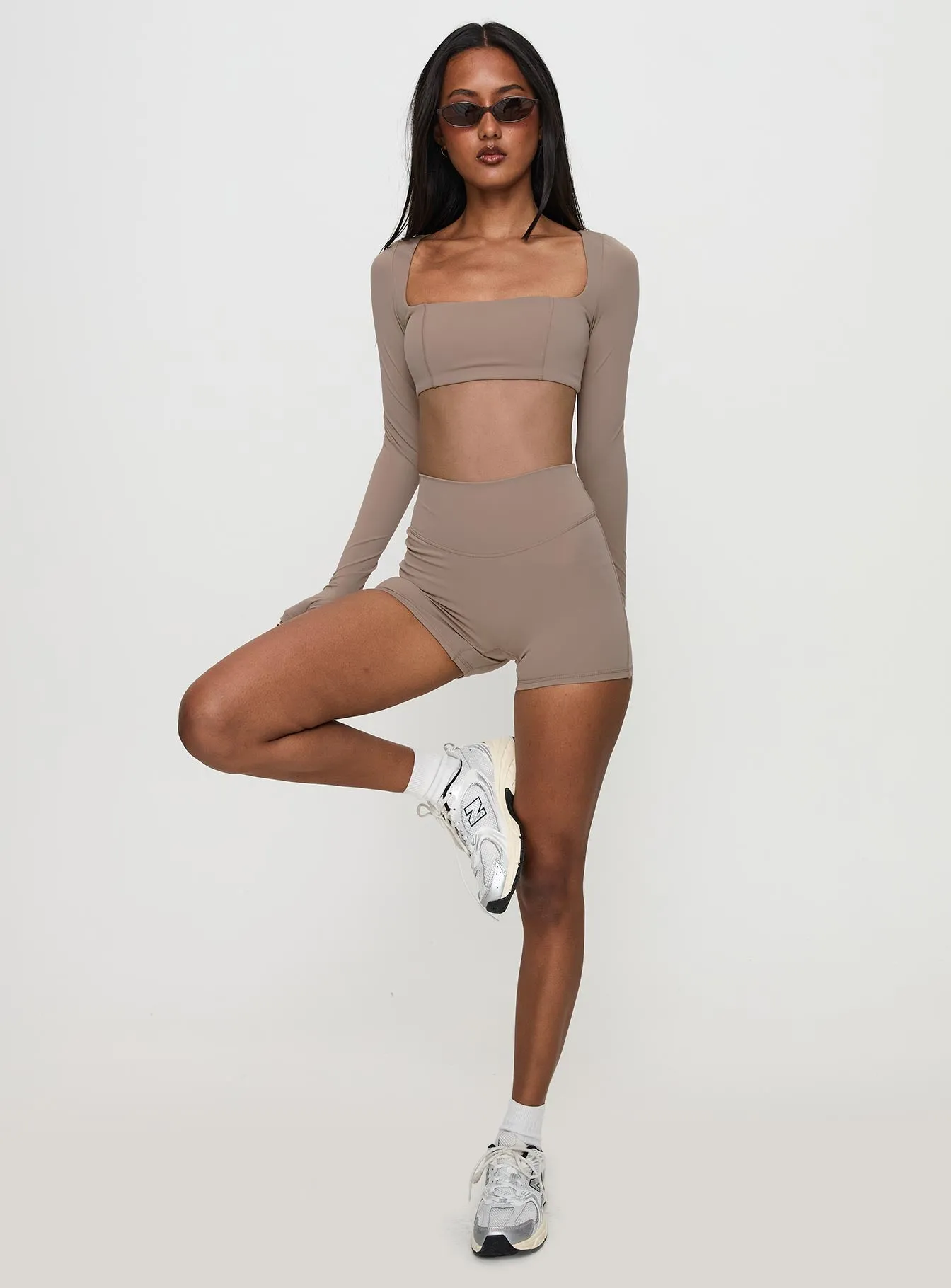 Touchdown Active Contour Short Taupe sold by Princess Polly product image thumbnail 2