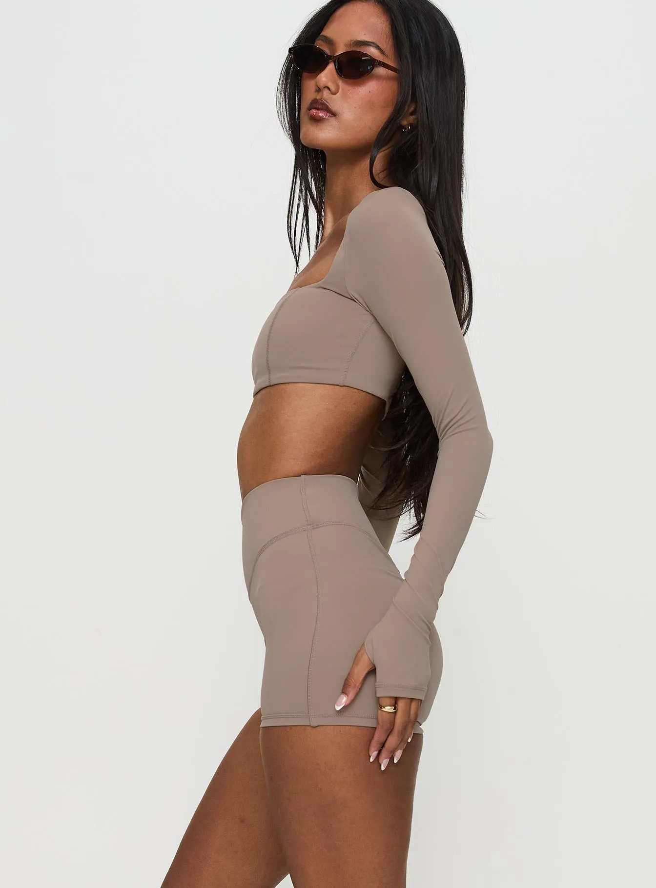 Touchdown Active Contour Short Taupe sold by Princess Polly product image thumbnail 3